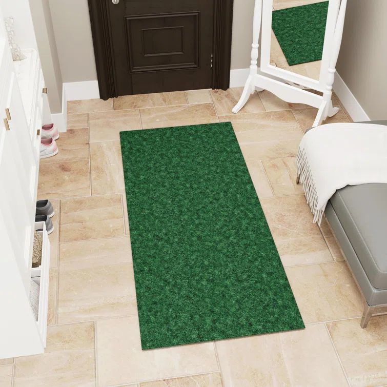 Green Non-Slip Rubberback Utility Entryway Mat