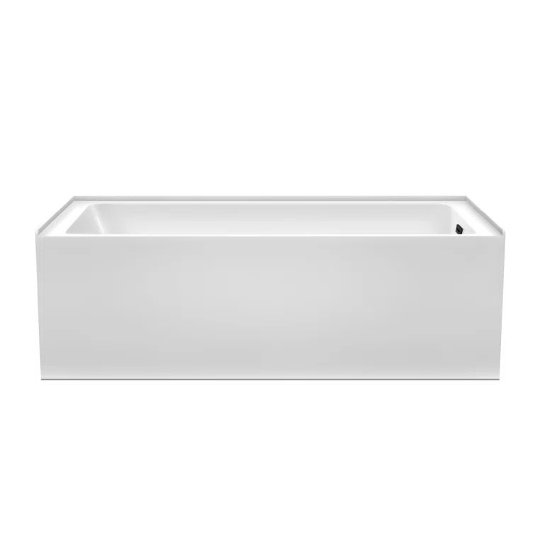 Grayley 66'' White Acrylic Alcove Soaking Bathtub with Matte Black Trim