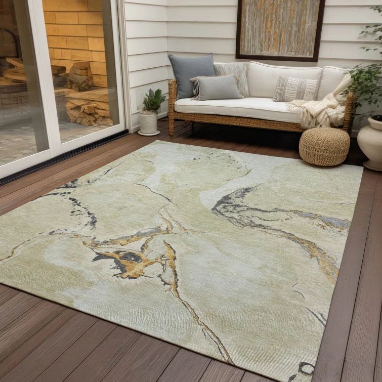 Red Abstract Synthetic 10' x 14' Washable Area Rug