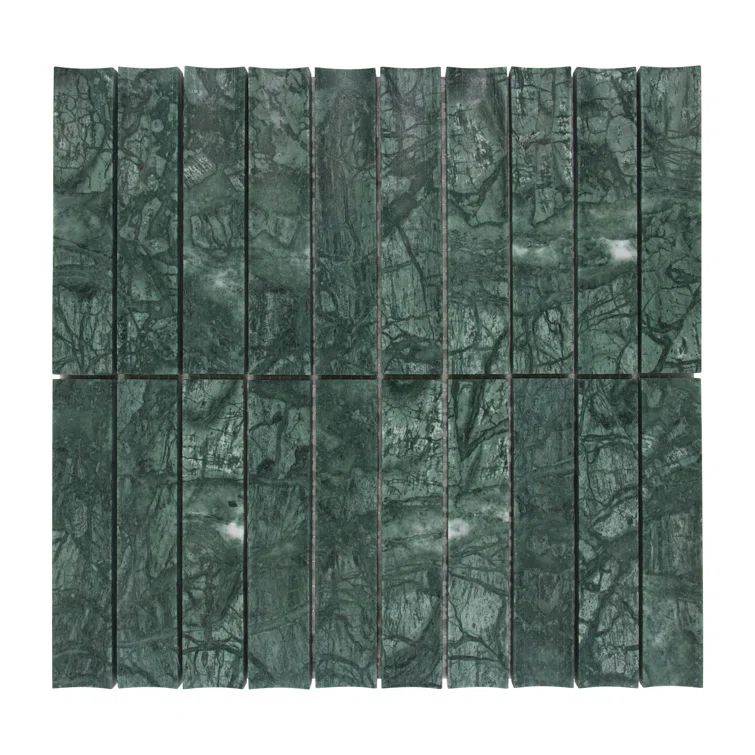 12.52" x 11.89" Honed Indian Green Marble Mosaic Tile