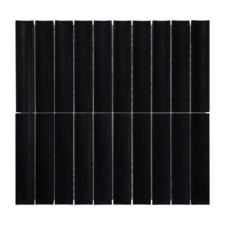 12.52" x 11.89" Black Honed Marble Mosaic Tile