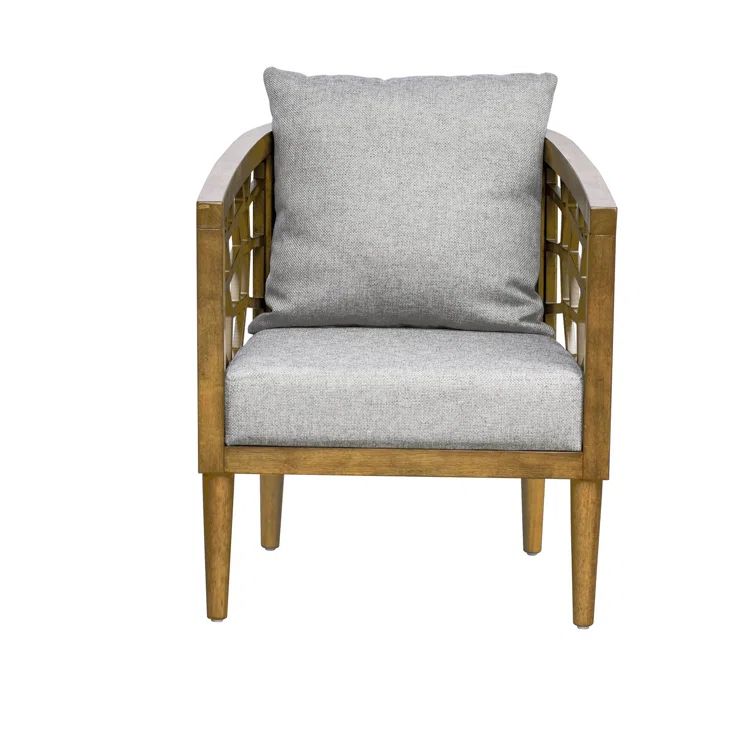Crackle 27" Light Grey Solid Wood Barrel Accent Chair