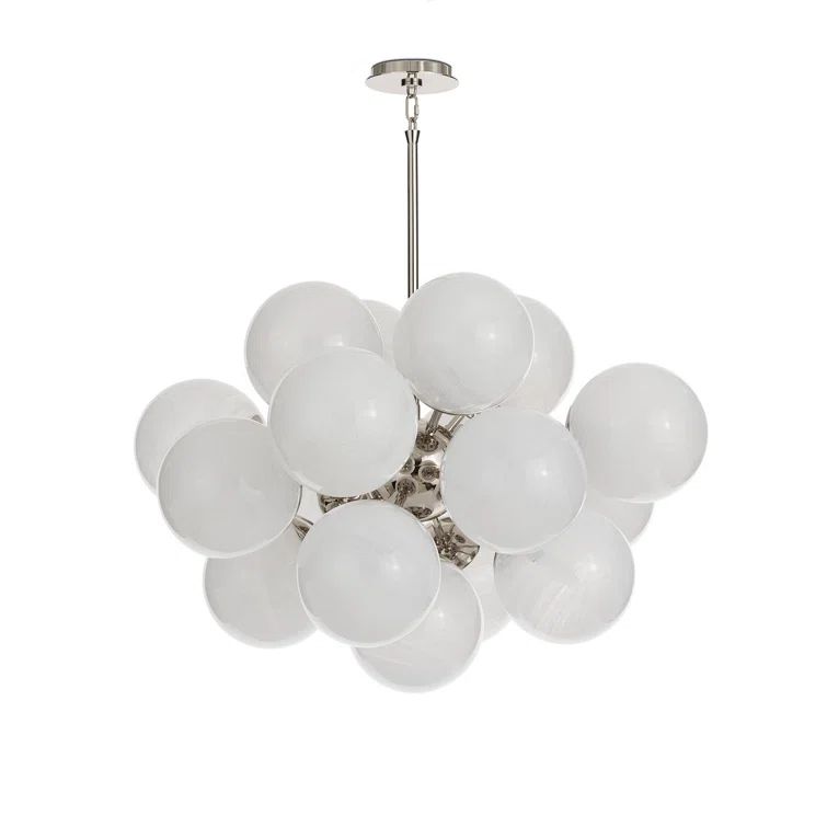 Polished Nickel 17-Light Sputnik Chandelier with Swirl Glass Globes