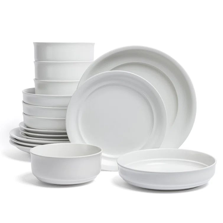 White Semi-Matte Ceramic Dinnerware Set, Service for 4
