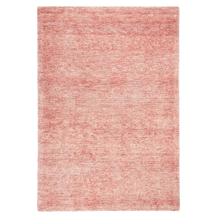 Hand-Tufted Red and Ivory Wool Rectangular Area Rug, 6' x 9'
