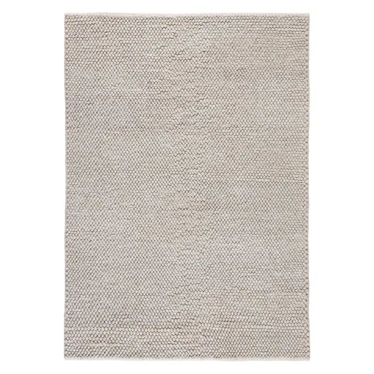 Handcrafted Beige Wool Rectangular Area Rug 5' x 7'