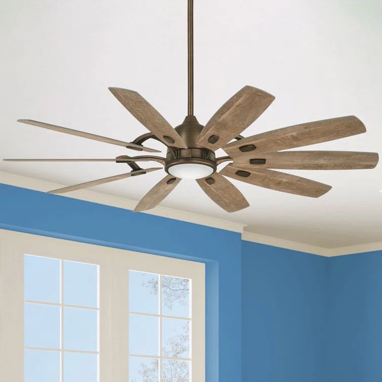 65" Barnwood and Bronze Smart Ceiling Fan with LED Light