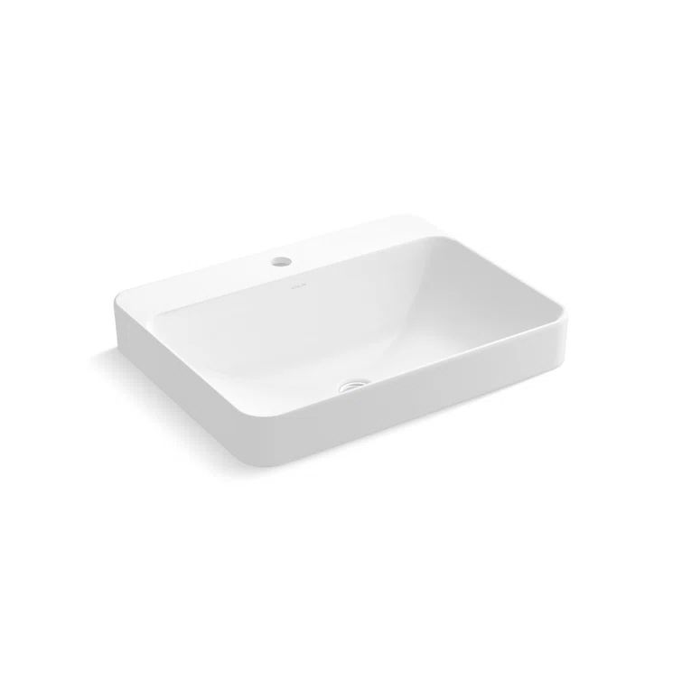Sleek Minimalist White Ceramic Rectangular Vessel Sink