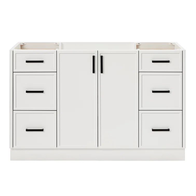 Kelly 54" White Wood Freestanding Bathroom Vanity Base