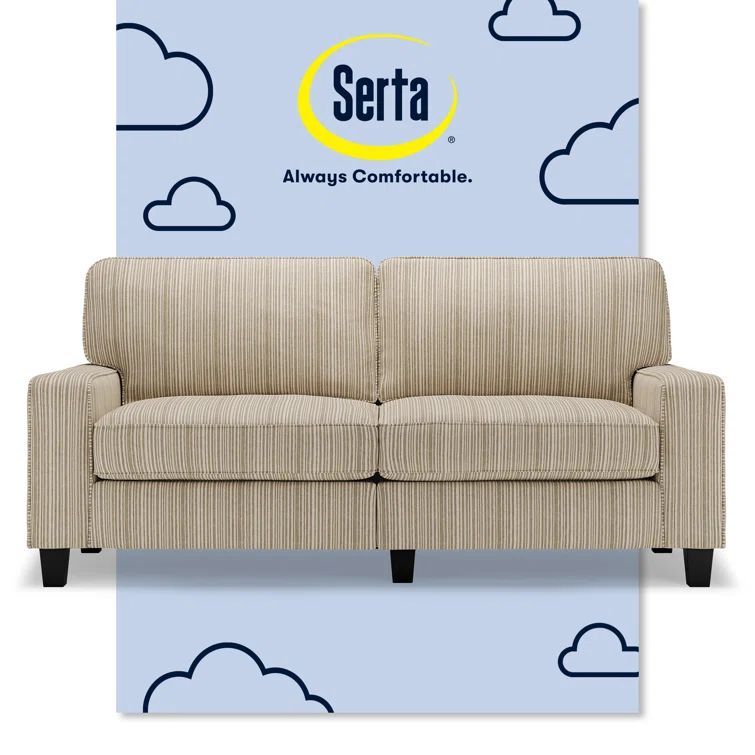 Flagstone Beige Polyester 73" Straight Arm Modern Sofa