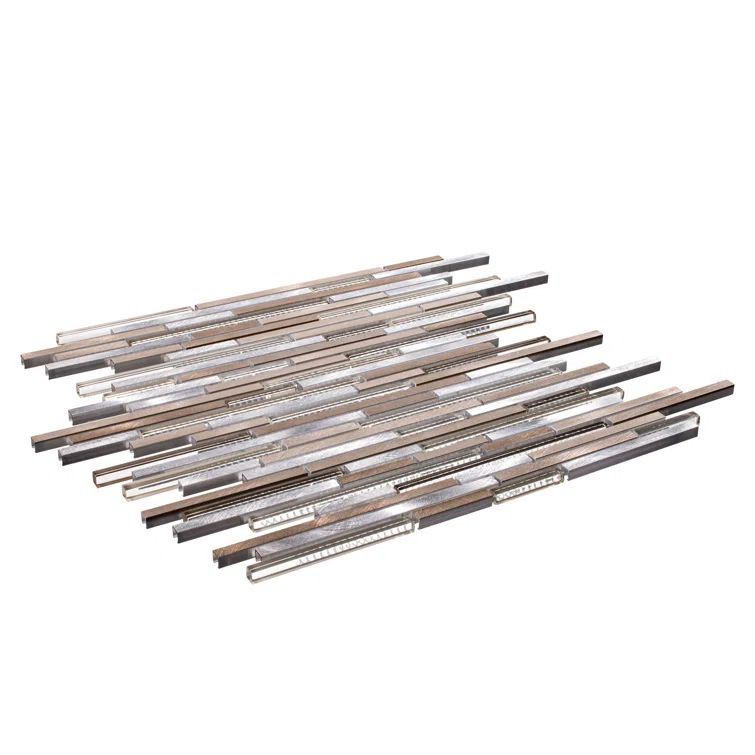 Klein-Bache Brown and Silver Aluminum Glass Mosaic Wall Tile