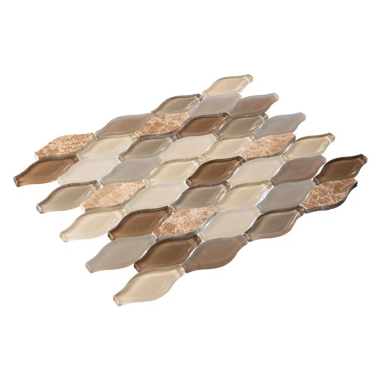 Annabelle Umber Glass and Stone Arabesque Mosaic Tile
