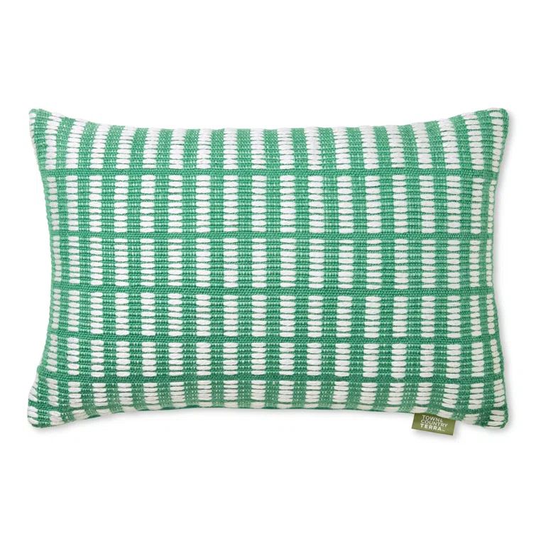 Green and Ivory Geometric Indoor/Outdoor Decorative Pillow 20"x20"