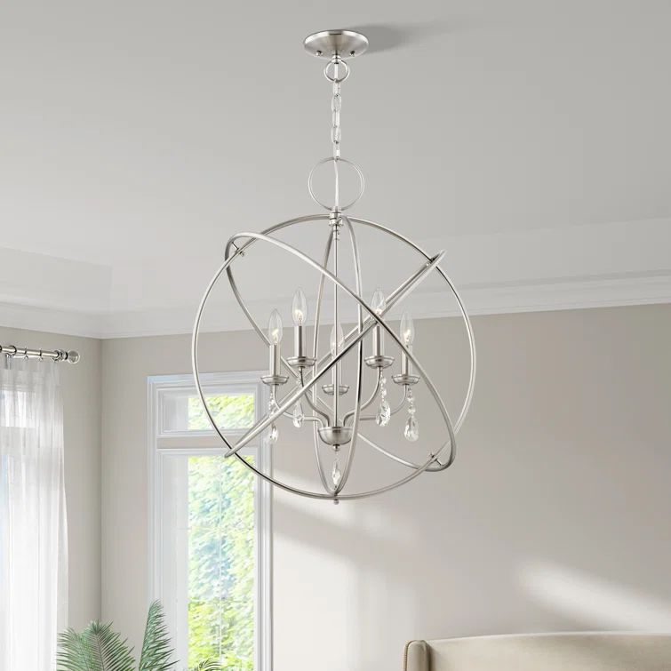 Aria Brushed Nickel Crystal Orb Chandelier