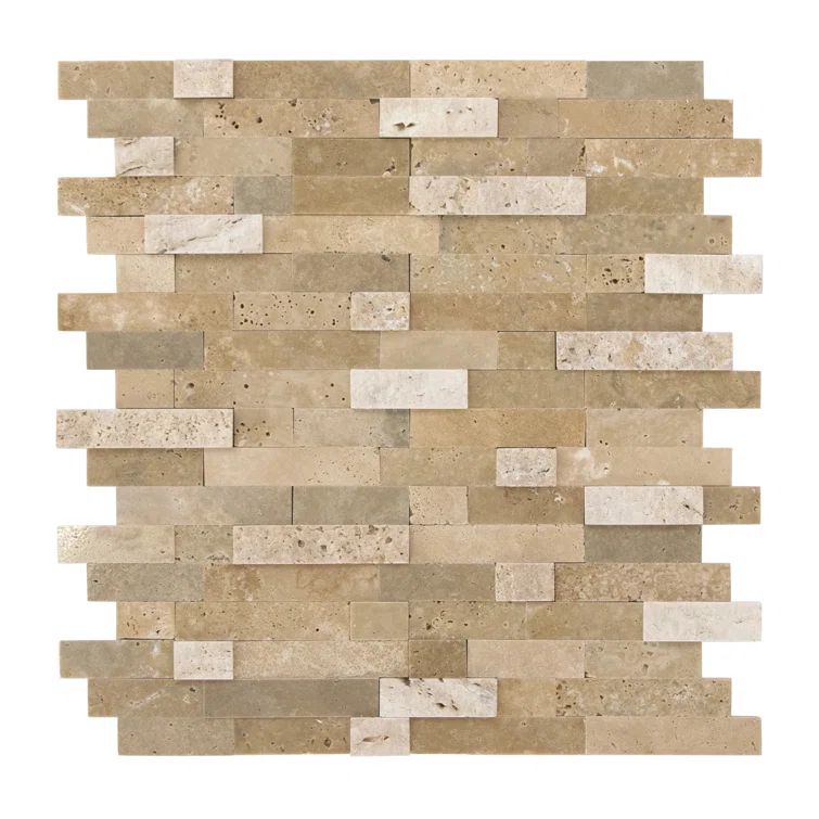 Beige 3D Natural Stone Peel and Stick Mosaic Tile