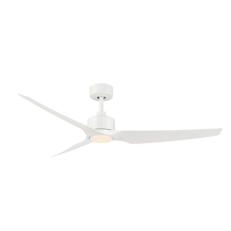 60" Matte White ABS 3-Blade Smart Ceiling Fan with LED Light and Remote