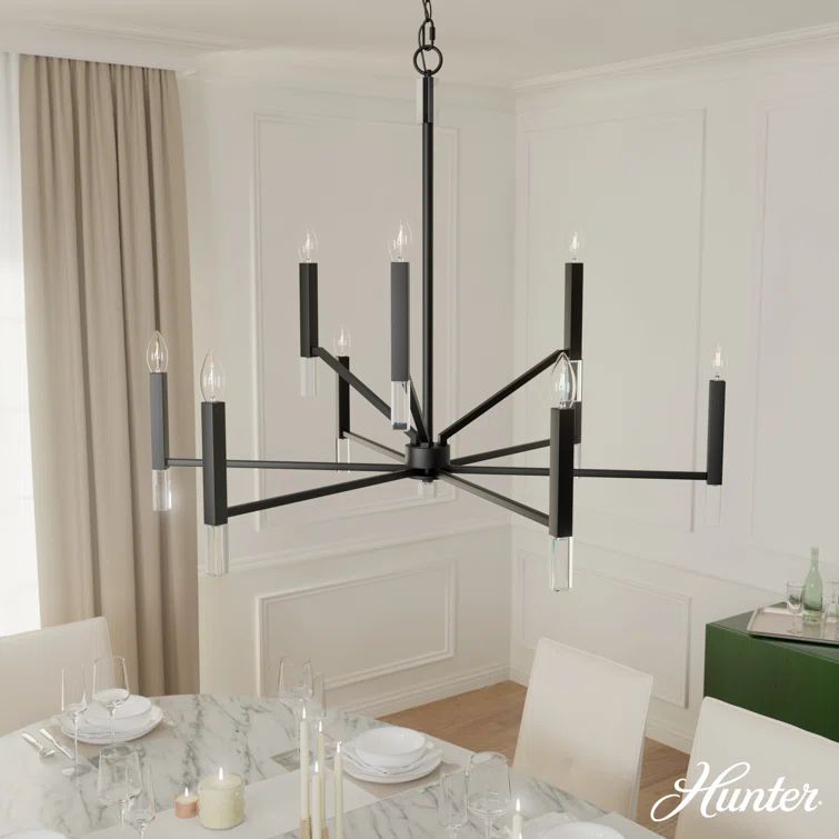 Matte Black 9-Light Modern Candle Chandelier