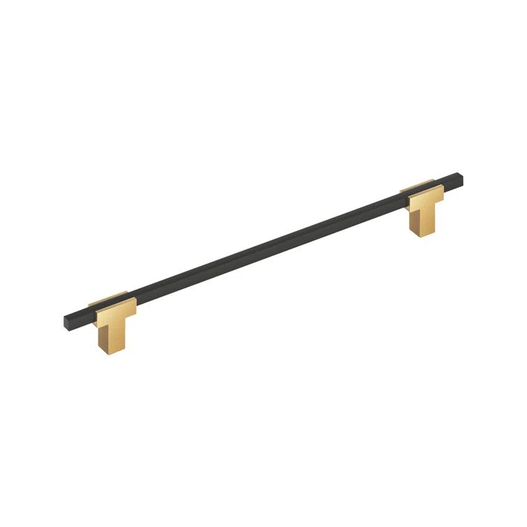 Champagne Bronze and Matte Black 10-1/16" Modern Industrial Bar Pull