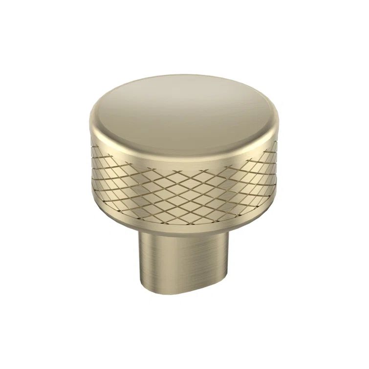 Golden Champagne Round Knurled Cabinet Knob with Mounting Hardware