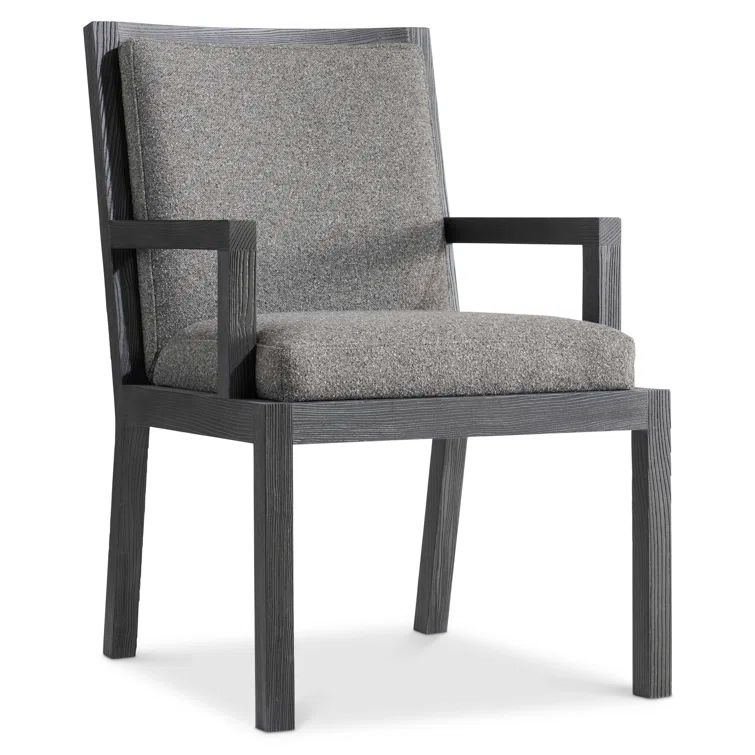 Charcoal Gray Transitional Wood Armchair with Ladder Back Design