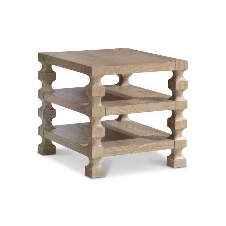 Medium Oak Rectangular Accent Table with Spindle Legs