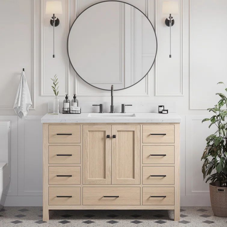 Cambridge 48.25" Oak Single Sink Vanity with Quartz Top