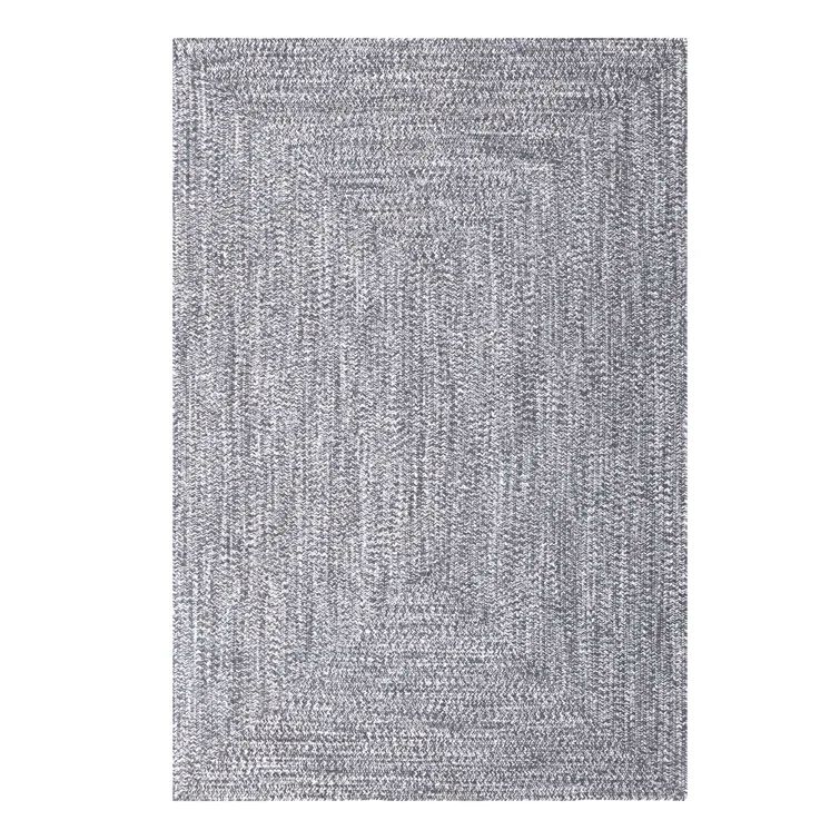 Charcoal-White Braided Reversible Indoor/Outdoor Area Rug, 5' x 8'
