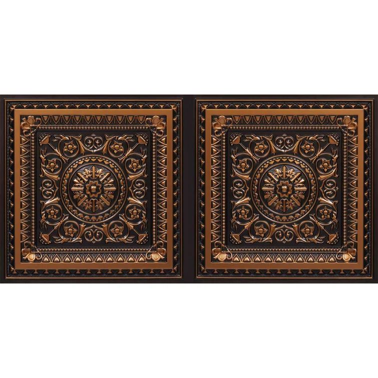 La Scala Antique Copper Faux Tin 2x4 ft Ceiling Tile