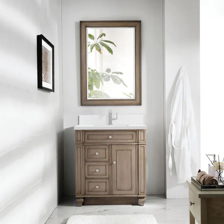 Whitewashed Walnut 30" Single Vanity with Porcelain Sink