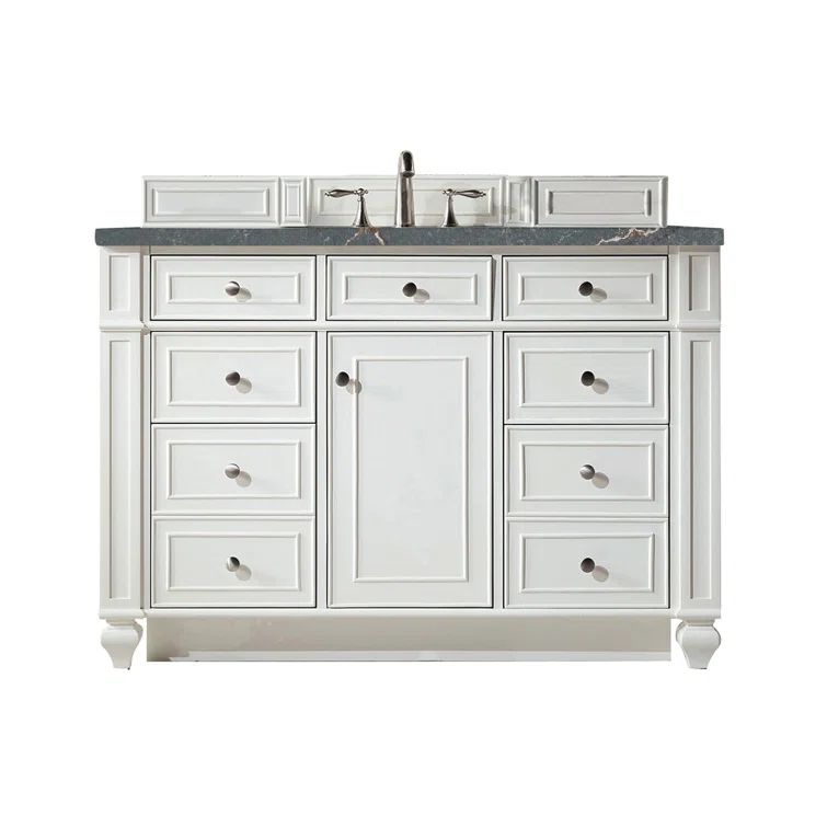 Bright White Plywood Single Vanity with Parisien Bleu Quartz Top