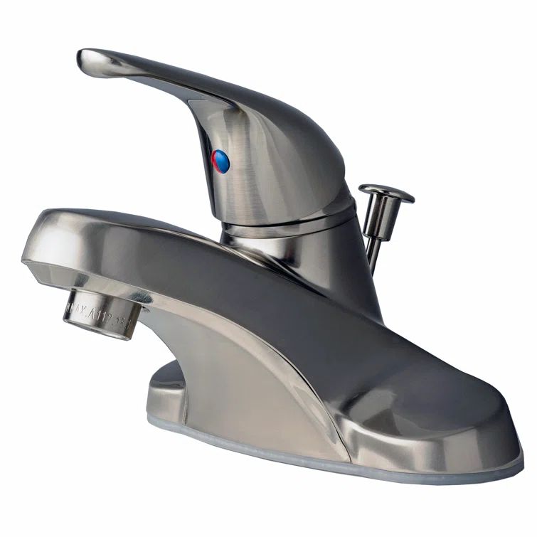 Brushed Nickel Single Handle Centerset Bathroom Faucet with Pop-Up Drain