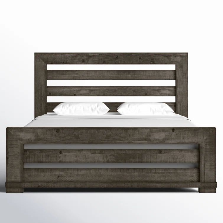 Rustic Pine King Panel Bed with Nailhead Trim and Storage Drawer
