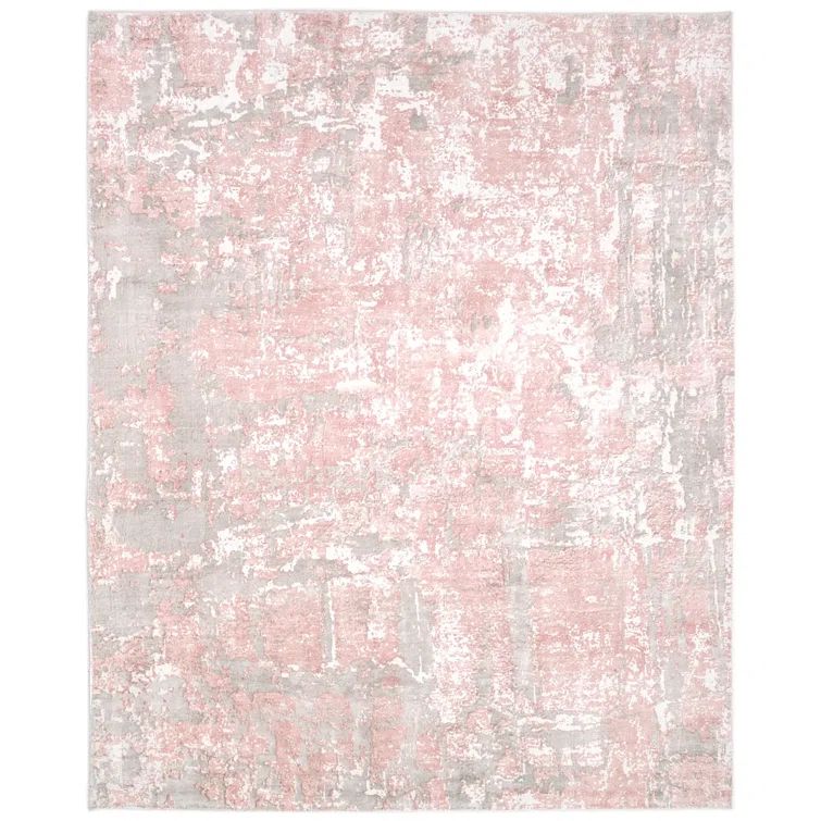 Loom-Knotted Blush Petal Abstract 9' x 12' Wool & Viscose Rug