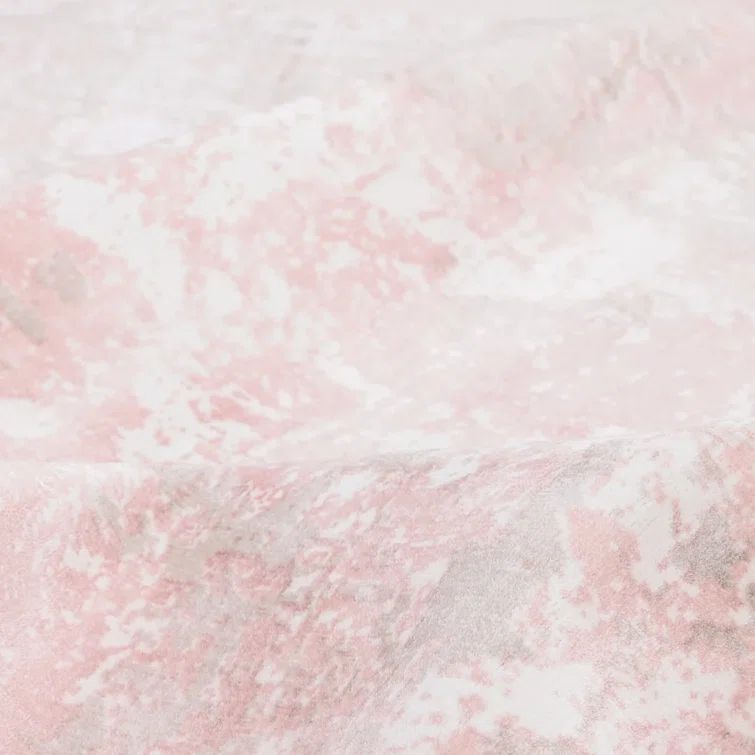 Blush Pink Abstract Handmade Wool Runner Rug