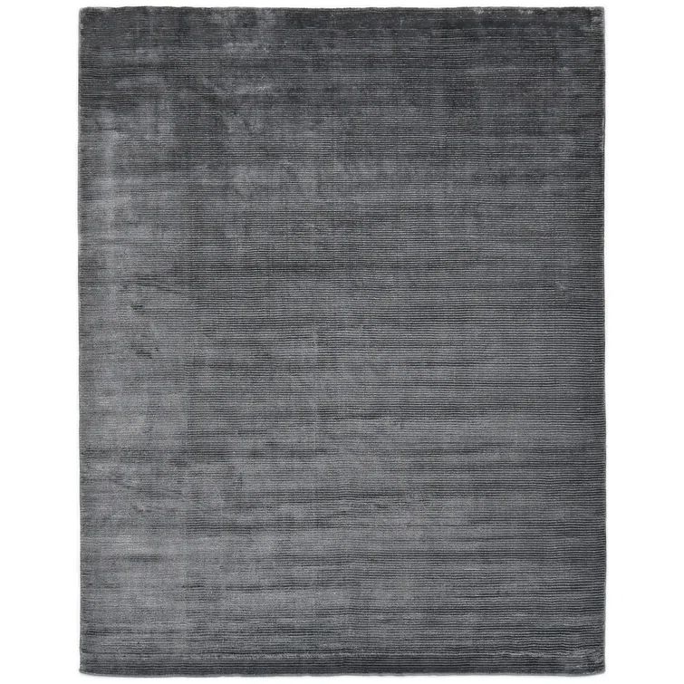 Luxe Dark Gray Loom-Knotted 8' x 10' Wool-Viscose Blend Area Rug