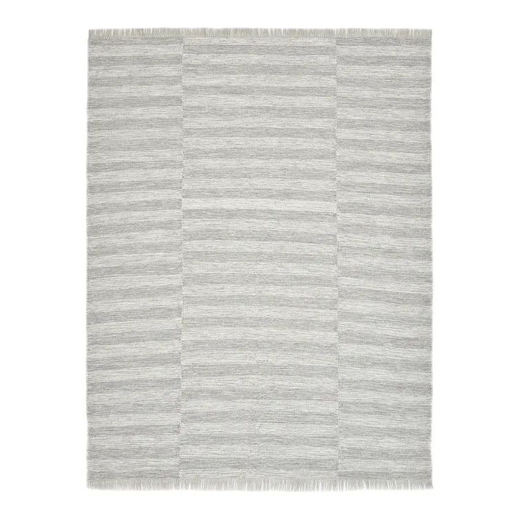 Handmade Silver Wool Flat Woven Rectangular Area Rug 10' x 14'