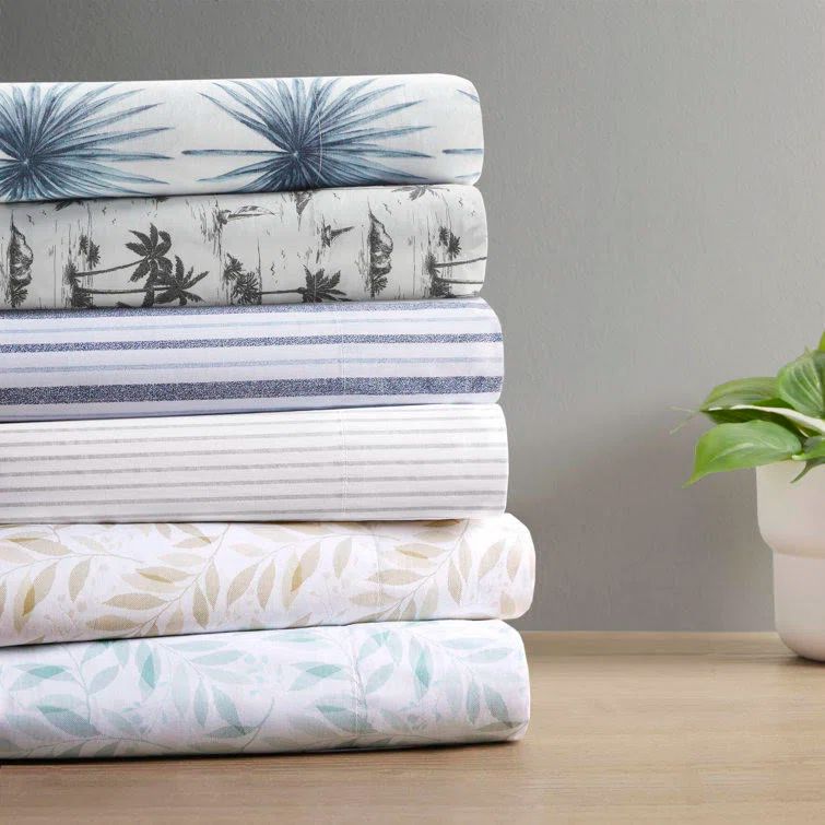 King Blue Palmetto Cotton Percale Sheet Set