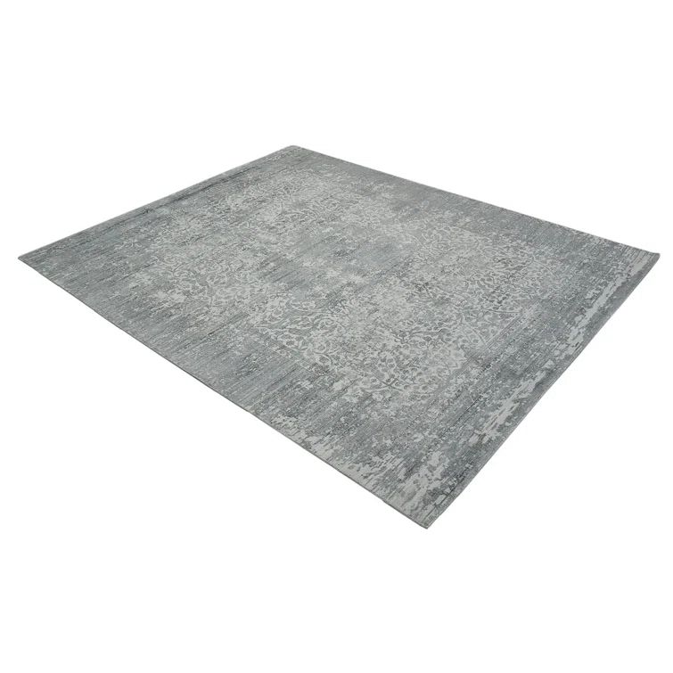 Handmade Rectangular Gray Viscose 9' x 12' Area Rug