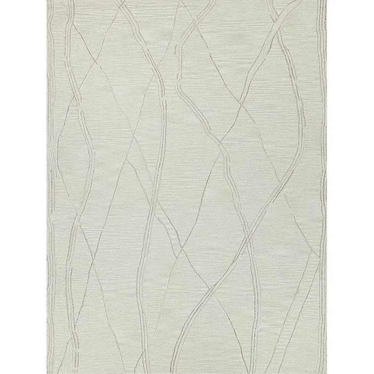 Ivory and Beige Hand-Tufted Wool Rectangular Area Rug