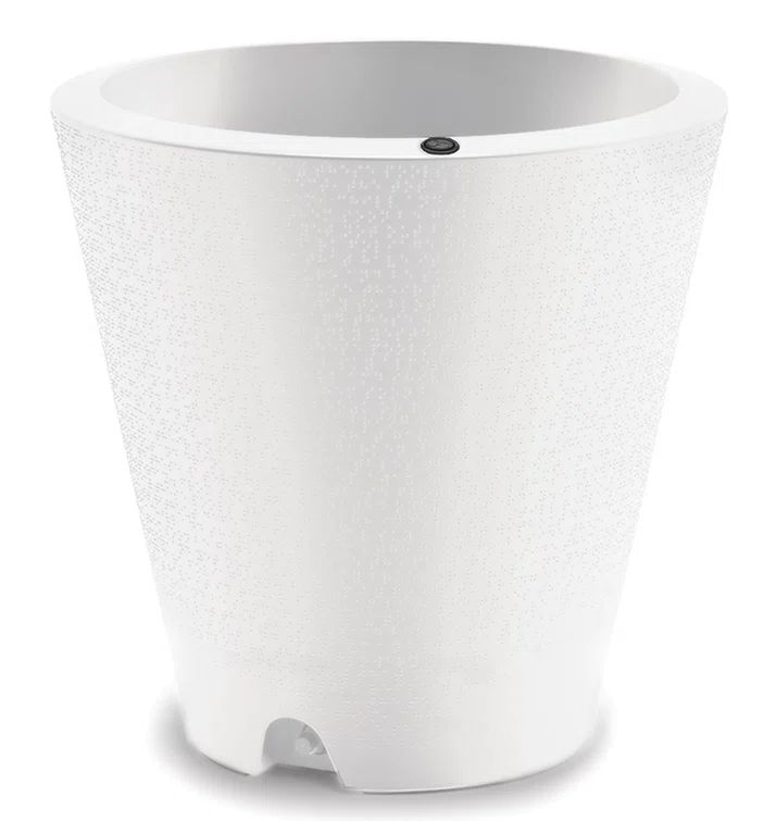Alpine White Round Self-Watering Planter with Drainage Hole