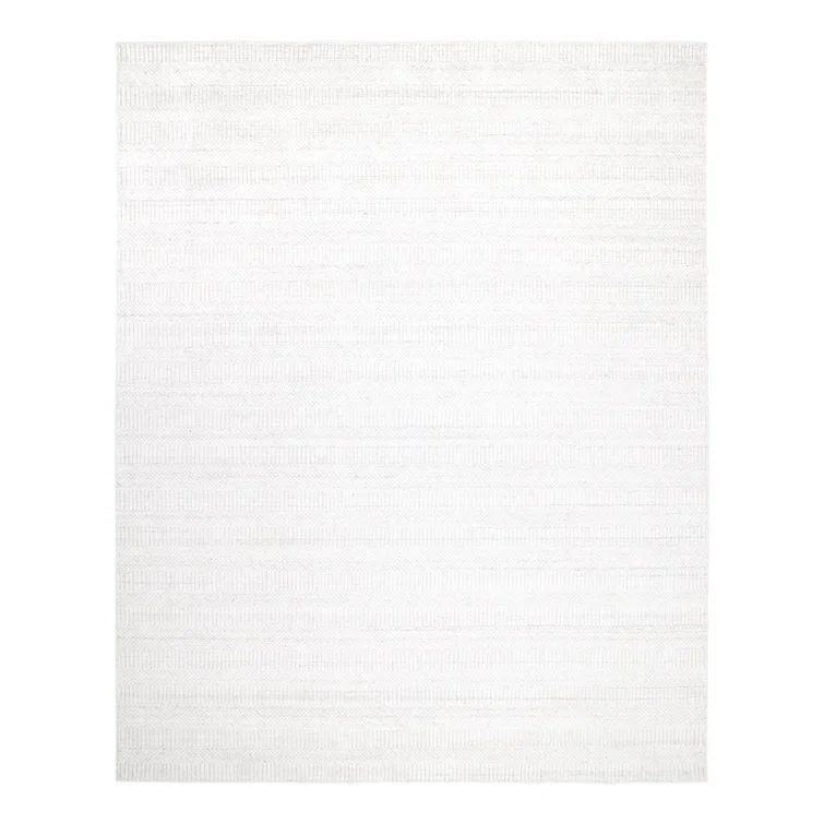 Ivory Elegance 8' x 10' Hand Loomed Wool-Viscose Blend Area Rug