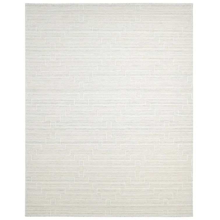 Barry Handwoven Beige Wool Rectangular Area Rug, 3' x 5'