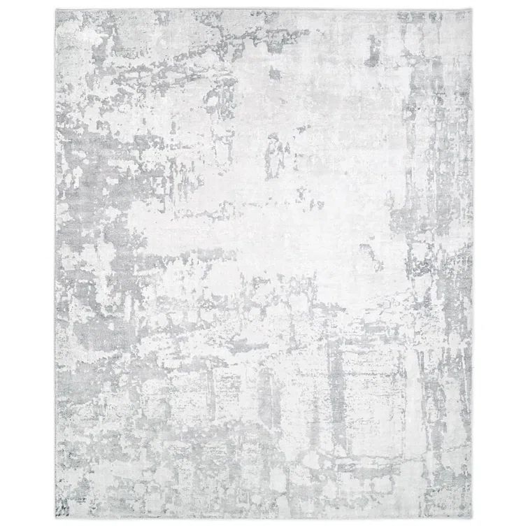 Handmade Gray Abstract Wool and Viscose 10' x 14' Area Rug