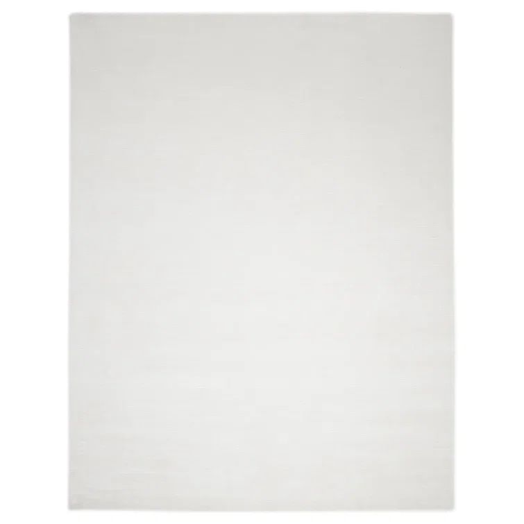 Elegant Handmade Ivory Stripe Wool & Viscose 10' x 14' Area Rug