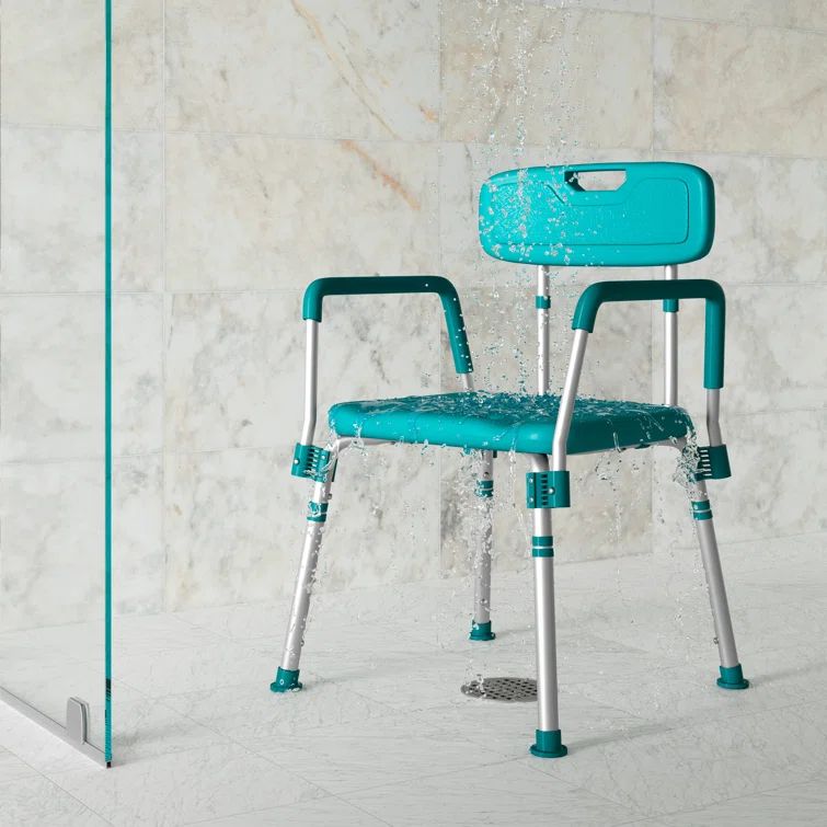 Hercules 300 Lb. Capacity Teal Adjustable Shower Chair with Arms