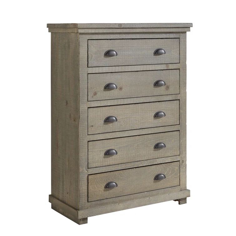 Farmhouse Charm Weathered Gray & Brown Pine Chest with Soft Close Drawers