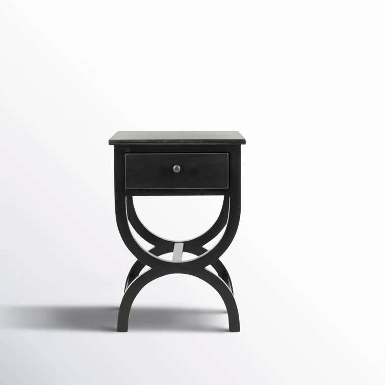 Safavieh Transitional Black Wood and Metal Nightstand with Storage