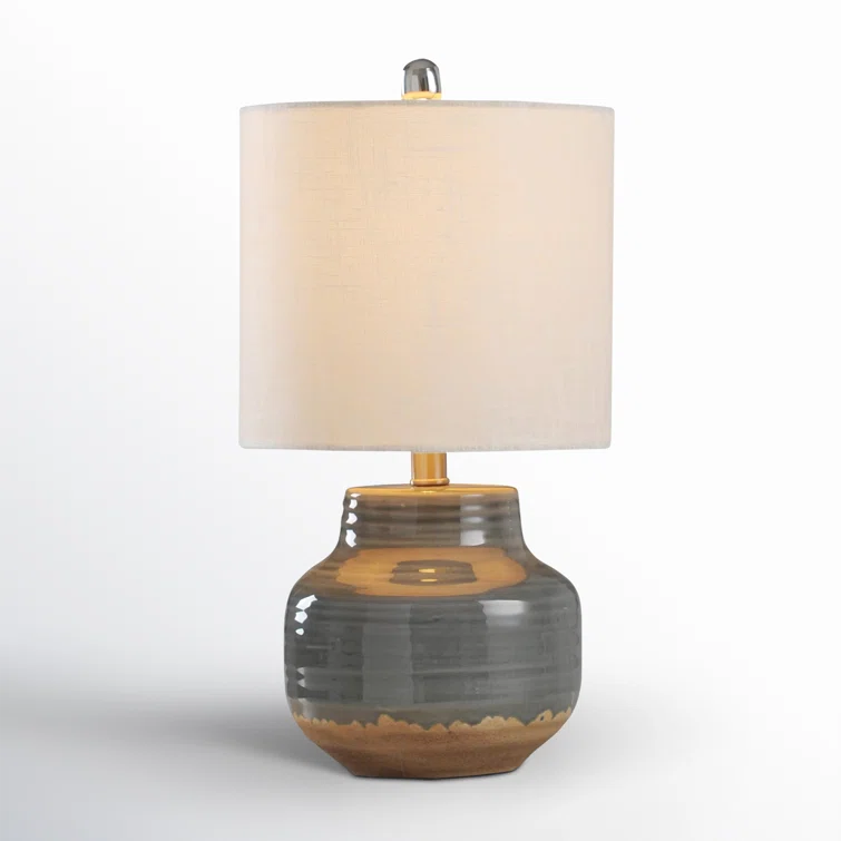 Prova 20" Grey Ceramic Table Lamp with Beige Hardback Shade