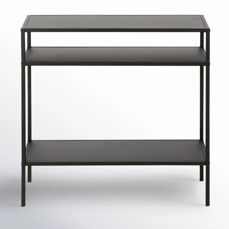 Blackened Bronze Rectangular Stainless Steel End Table with Shelves