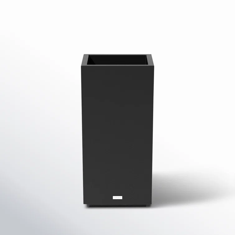Black Tall Rectangular Plastic Outdoor Planter